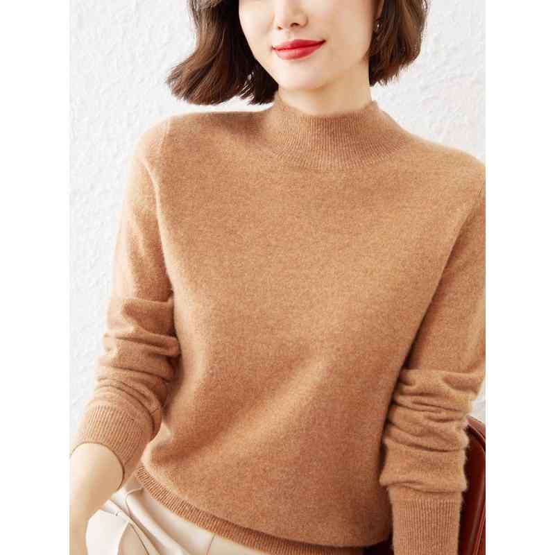 レディース ファッション 服 オシャレ カワイイ 女性用 シンプル 大人カワイイ 大きいサイズ 婦人服 セーター ハーフ タートルネック 厚手 ウール ベース 層