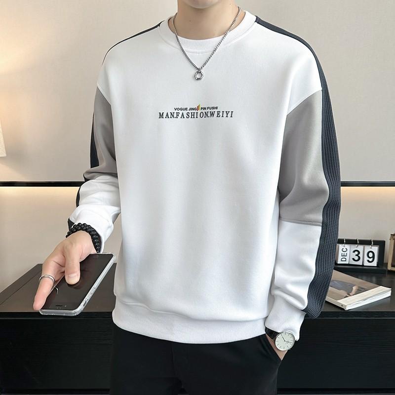 メンズ ファッション 服 男性用 オシャレ シンプル 大人 かっこいい ストリート 紳士服 カラーブロック スウェット シャツ ヘビーレター クルーネック ベースシャツ 長袖 Tシャツ