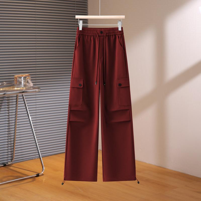 春コーデ レディース 大人 きれいめ シンプル 上品 着回し ベーシック カジュアル ナチュラル ロングシーズン 冬コーデ アンコラ レッド カーゴパンツ クール スタイリッシュ 伸縮性 ストレッチ ストレッチ ハイウエスト ワイドレッグ パンツ