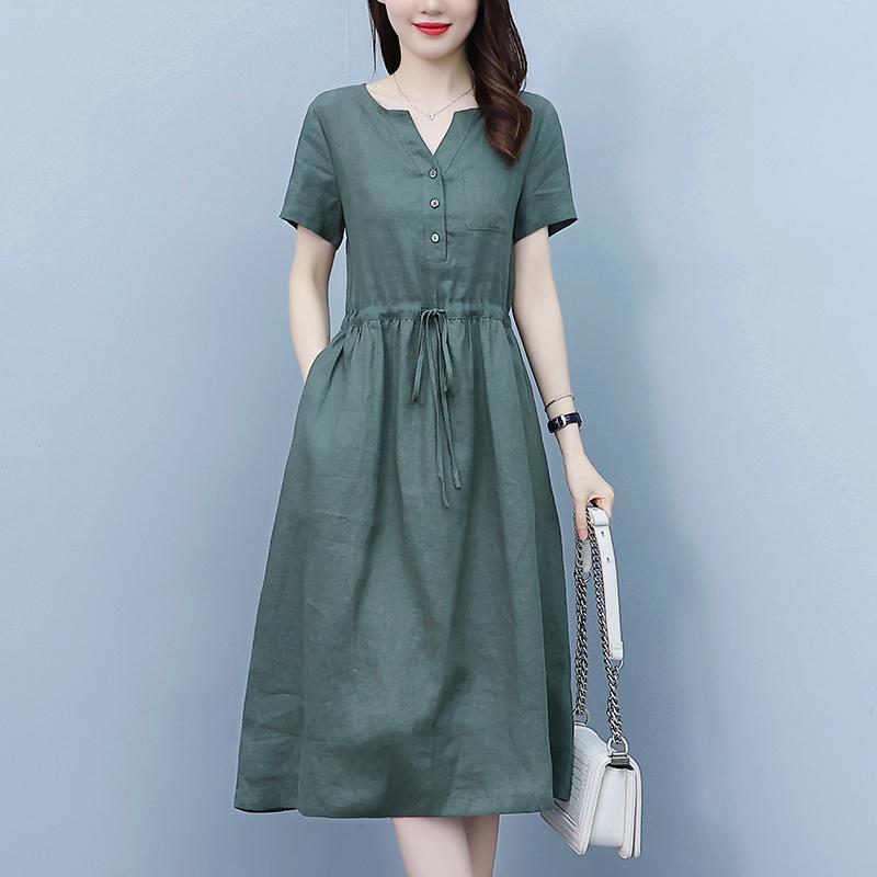 レディース ファッション 服 オシャレ カワイイ 女性用 シンプル 大人カワイイ 大きいサイズ 婦人服 夏 ゆったり カジュアル 半袖 無地 ドレス