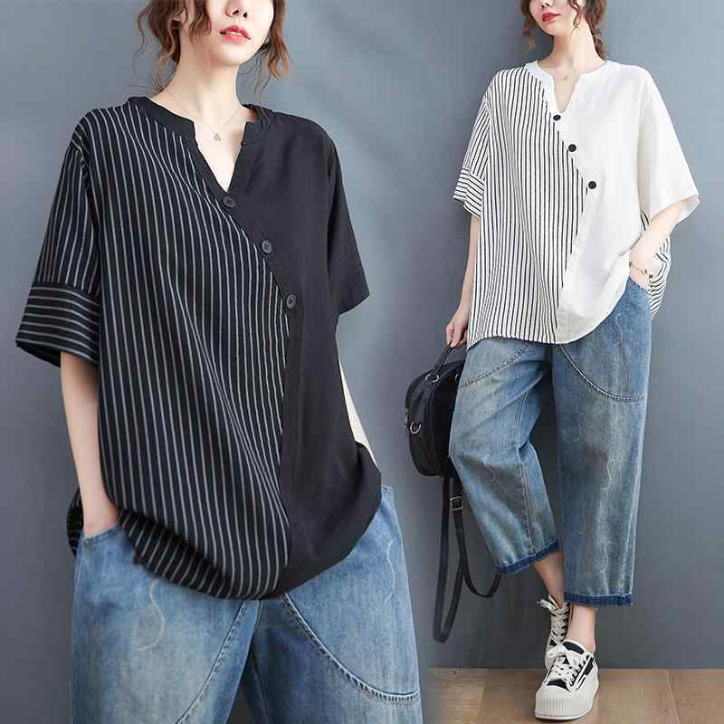 レディース ファッション 服 オシャレ カワイイ 女性用 シンプル 大人カワイイ 大きいサイズ 婦人服 ゆったり カジュアル ストライプ 半袖 T シャツ トップス
