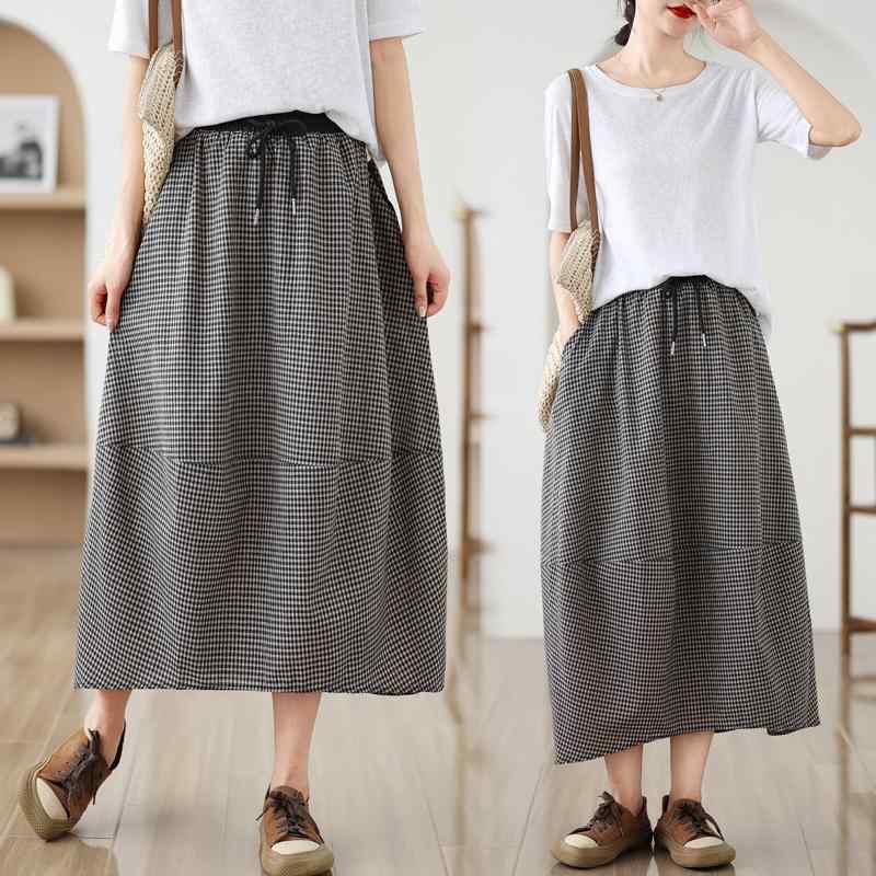 レディース ファッション 服 オシャレ カワイイ 女性用 シンプル 大人カワイイ 大きいサイズ 婦人服 ピックアップ 夏 ゆったり ハイスト チェック柄 スカート