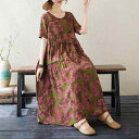 レディース ファッション 服 オシャレ カワイイ 女性用 シンプル 大人カワイイ 大きいサイズ 婦人服 ハイエンド ラベル 夏 ゆったり レトロ 半袖 ラウンドネック ドレス
