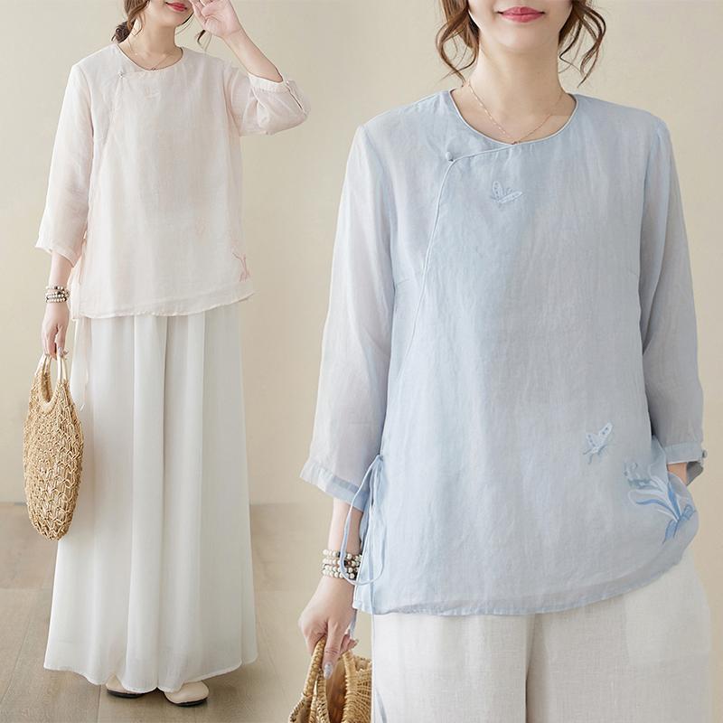 レディース ファッション 服 オシャレ カワイイ 女性用 シンプル 大人カワイイ 大きいサイズ 婦人服 ゆったり エスニック レトロ 半袖 トップス