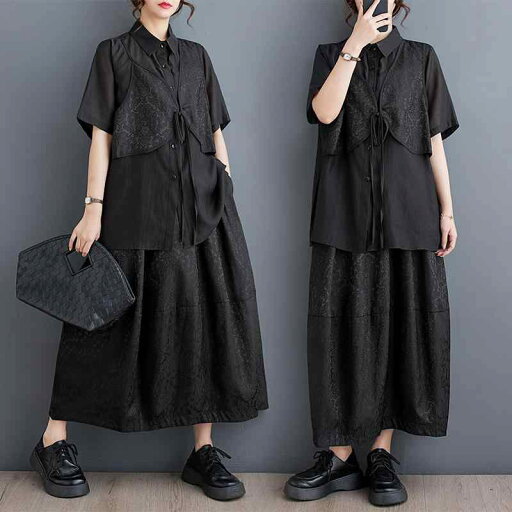 レディース ファッション 服 オシャレ カワイイ 女性用 シンプル 大人カワイイ 大きいサイズ 婦人服 夏 レトロ ジャカード シャツ スカート スーツ レディース ファッション 服 オシャレ カワイイ 女性用 シンプル 大人カワイイ 大きいサイズ 婦人服 夏 レトロ ジャカード シャツ スカート スーツ