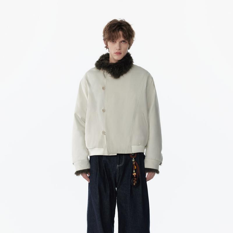 メンズ ファッション 服 男性用 シンプル かっこいい 大人 ストリート カジュアル ビジネス 通勤 コーデ トッカ フリース ジャケット アシンメトリー プラケット ゆったり フィット 通勤ウェア