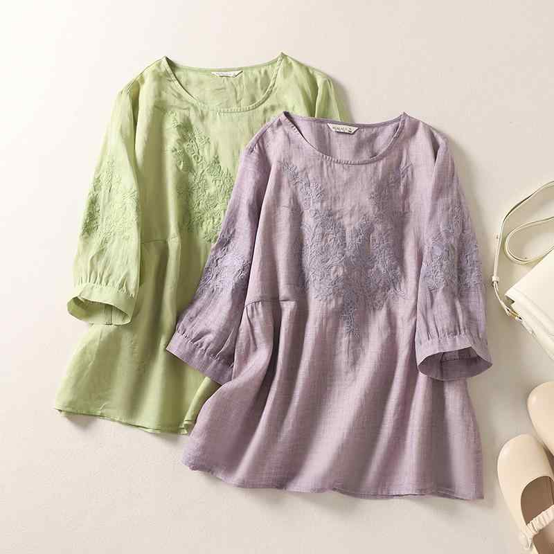 レディース ファッション 服 オシャレ カワイイ 女性用 シンプル 大人カワイイ 大きいサイズ 婦人服 夏 ゆったり レトロ ラウンドネック トップス