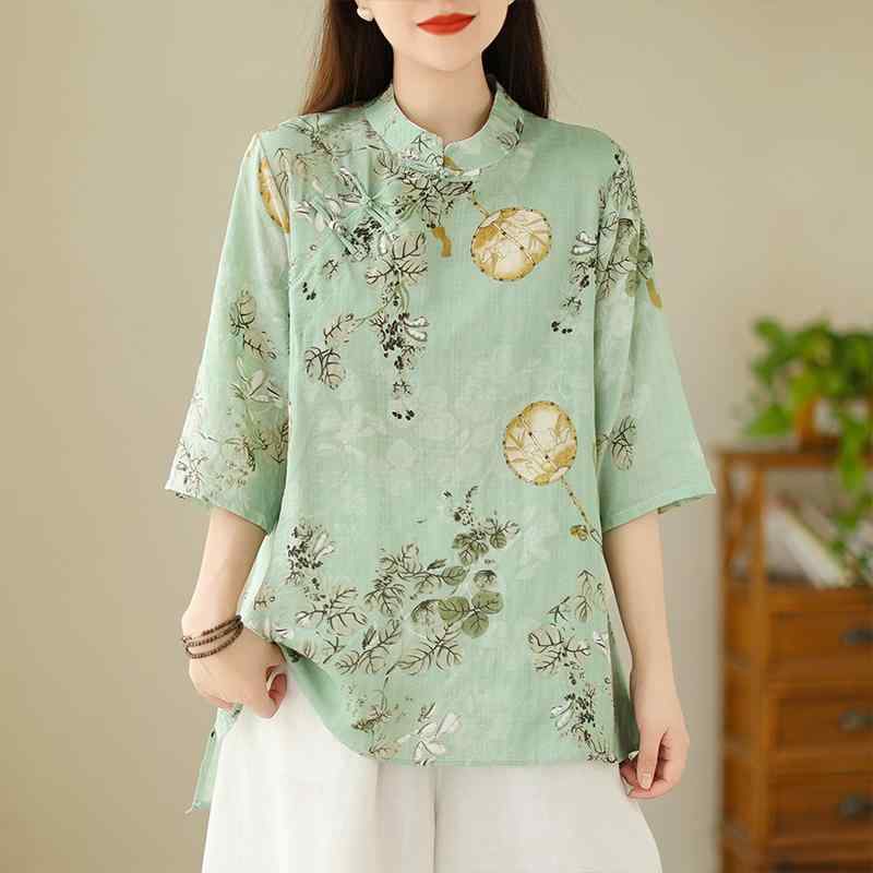 レディース ファッション 服 オシャレ カワイイ 女性用 シンプル 大人カワイイ 大きいサイズ 婦人服 夏 ゆったり エスニック レトロ バックル 半袖 トップス