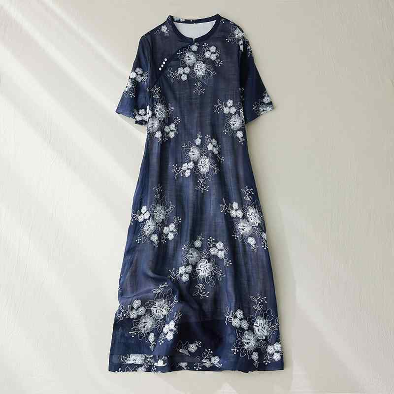 レディース ファッション 服 オシャレ カワイイ 女性用 シンプル 大人カワイイ 大きいサイズ 婦人服 ラベル 夏 ゆったり チャイナ 半袖 ドレス