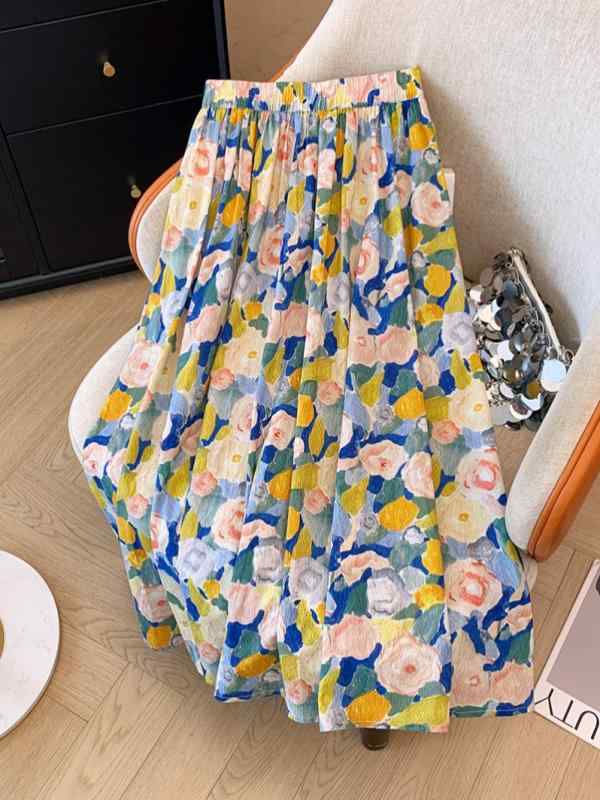 レディース ファッション 服 オシャレ カワイイ 女性用 シンプル 大人カワイイ 大きいサイズ 婦人服 ハイエンド 夏 ゆったり 花柄 ハイスト カジュアル スカート