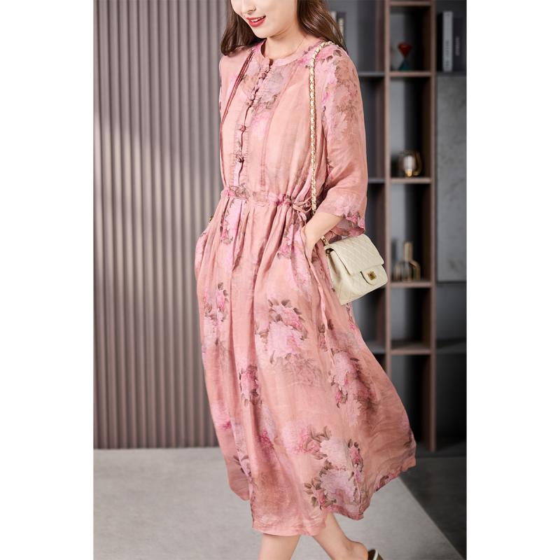 レディース ファッション 服 オシャレ カワイイ 女性用 シンプル 大人カワイイ サイズ 婦人服 ディスク ボタン プリント シャツ スカート 夏 スト ドレス(4)