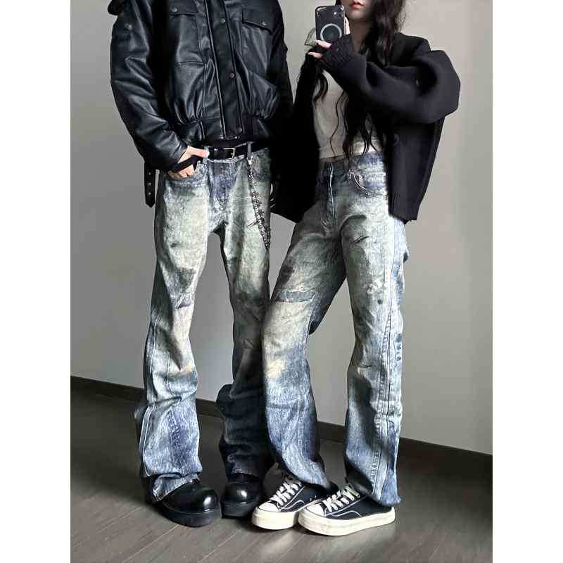 メンズ ファッション 服 男性用 シンプル かっこいい 大人 ビジネス アメリカン レトロ デジタル 3Dプリント ダーティクリーン フレア ..