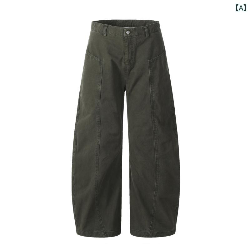 メンズ ファッション 服 男性用 シンプル かっこいい 大人 ビジネス アメリカン レトロ オーバーオール レディース ワイドレッグ ロング パンツ 2