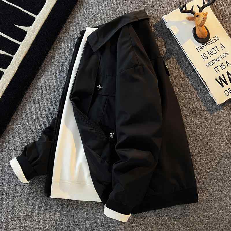 ファッション メンズ 服 男性用 シンプル かっこいい 大人 春コーデ アメリカン レトロ フライト ジャケット ハイエンド クール スタイリッシュ ベースボール ジャケット