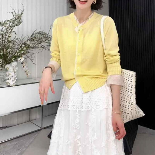 春 コーデ レディース ファッション オシャレ カワイイ シンプル きれいめ ナチュラル 上品カジュアル 婦人服 ラウンドネック メッシュ フェイク ツーピース 無地 薄手 カーディガン トップス 春 コーデ レディース ファッション オシャレ カワイイ シンプル きれいめ ナチュラル 上品カジュアル 婦人服 ラウンドネック メッシュ フェイク ツーピース 無地 薄手 カーディガン トップス