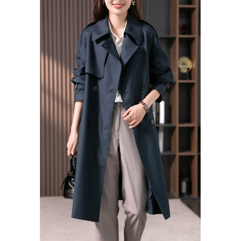 レディース ファッション 服 オシャレ カワイイ 女性用 シンプル 大人カワイイ ミドル丈 ダブルブレスト ウインドブレーカー コート 韓国スタイル ゆったり コート