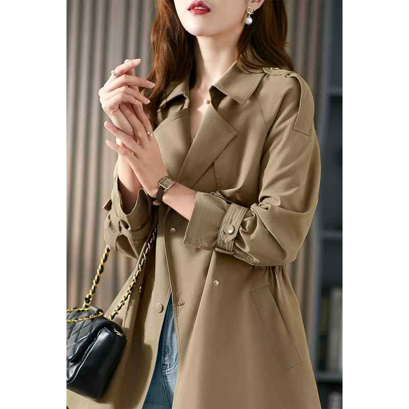 レディース ファッション 服 オシャレ カワイイ 女性用 シンプル 大人カワイイ design ウインドブレーカー ミドル丈 韓国スタイル 襟 スリム コート