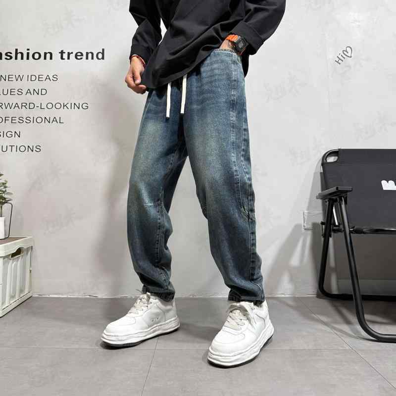 メンズ ファッション 服 男性用 シンプル かっこいい 大人 春コーデ テーパード ジーンズ アメリカン レトロ ウォッシュ加工 ダメージ加工 ストレート レッグ カジュアル パンツ