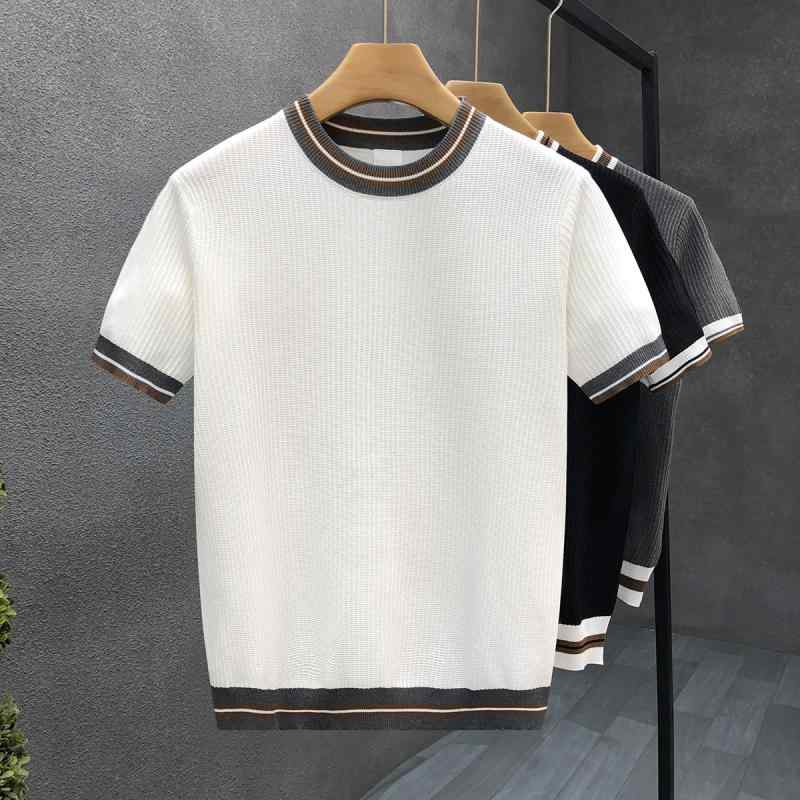 Rakuten - メンズ ファッション 服 男性用 シンプル かっこいい 大人 春コーデ 冷感 薄手 半袖 セーター ハイエンド ニット セーター シャツ