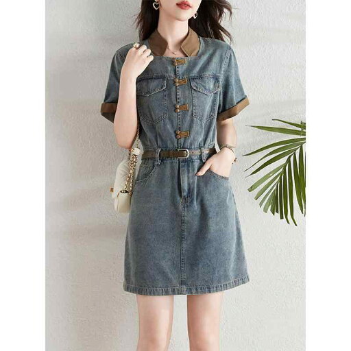 レディース ファッション 服 オシャレ カワイイ 女性用 シンプル 大人カワイイ レトロ バックル デニム ドレス 夏 スリム コントラスト デニムスカート レディース ファッション 服 オシャレ カワイイ 女性用 シンプル 大人カワイイ レトロ バックル デニム ドレス 夏 スリム コントラスト デニムスカート