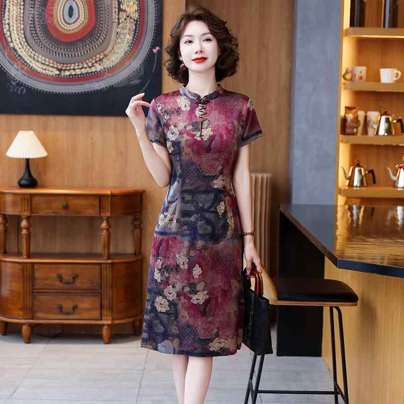 レディース ファッション 服 オシャレ カワイイ 女性用 シンプル 大人カワイイ 夏 ドレス スタイル 花 チャイナ ドレス スリム