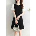 レディース ファッション 服 オシャレ カワイイ 女性用 シンプル 大人カワイイ サイズ 婦人服 ワンピース フレンチ ハイエンド ビーズ パフスリーブ ドレス 夏 aライン スカート