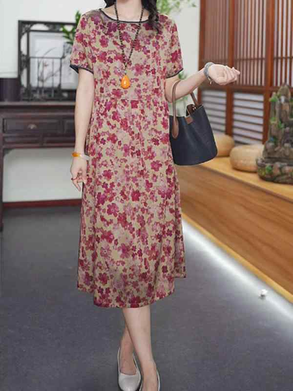 レディース ファッション 服 オシャレ カワイイ 女性用 シンプル 大人カワイイ サイズ ワンピース ドレス 通気性 カバー スリム ミドル丈 ドレス 夏 半袖 ドレス(4)