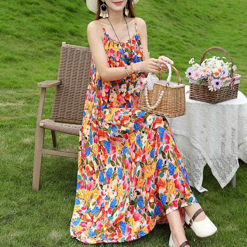 ファッション 服 オシャレ カワイイ シンプル 大カワイイ サイズ 綿 ドレス サスペンダー 高級 海辺 ロング スカート