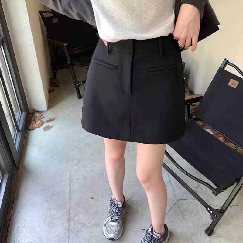 ファッション 服 オシャレ カワイイ シンプル 大カワイイ サイズ グレー スカート ハイ Aライン スリム ヒップ