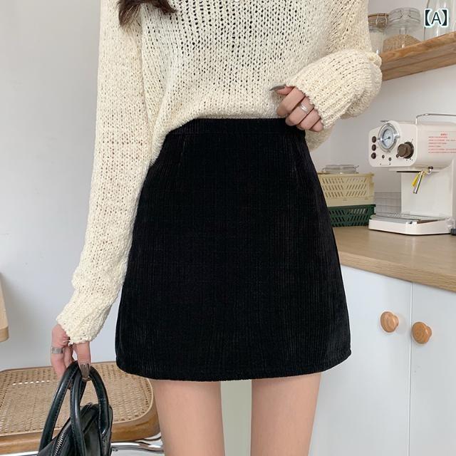 ファッション 服 オシャレ カワイイ シンプル 大カワイイ サイズ ハイ スカート 韓国スタイル 黒 スリム 快適 Aライン ヒップ カバー