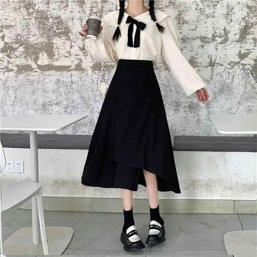 ファッション 服 オシャレ カワイイ シンプル 大カワイイ サイズ ミドル丈 スカート ハイ ヒップ カバー aライン 黒 ファッション 服 オシャレ カワイイ シンプル 大カワイイ サイズ ミドル丈 スカート ハイ ヒップ カバー aライン 黒