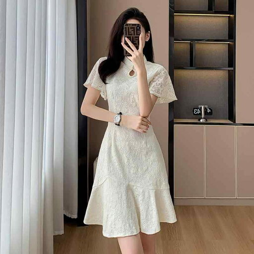 ファッション 服 オシャレ カワイイ シンプル 大カワイイ サイズ 婦服 ワンピース フィッシュ テール ドレス 夏 チャイナ ハイエンド スリム ファッション 服 オシャレ カワイイ シンプル 大カワイイ サイズ 婦服 ワンピース フィッシュ テール ドレス 夏 チャイナ ハイエンド スリム
