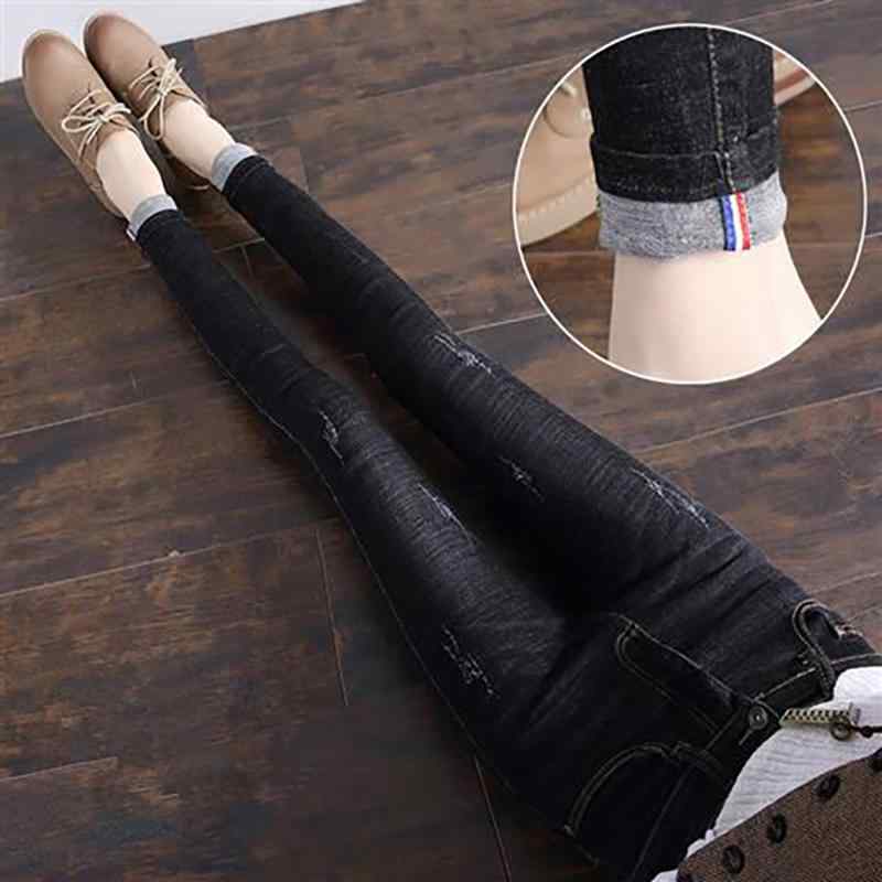 ファッション 服 オシャレ カワイイ シンプル 大カワイイ サイズ 婦服 韓国 スタイル 黒 スリムフィット 裾細 ジーンズ ストレッチ タイト スリム ズボン