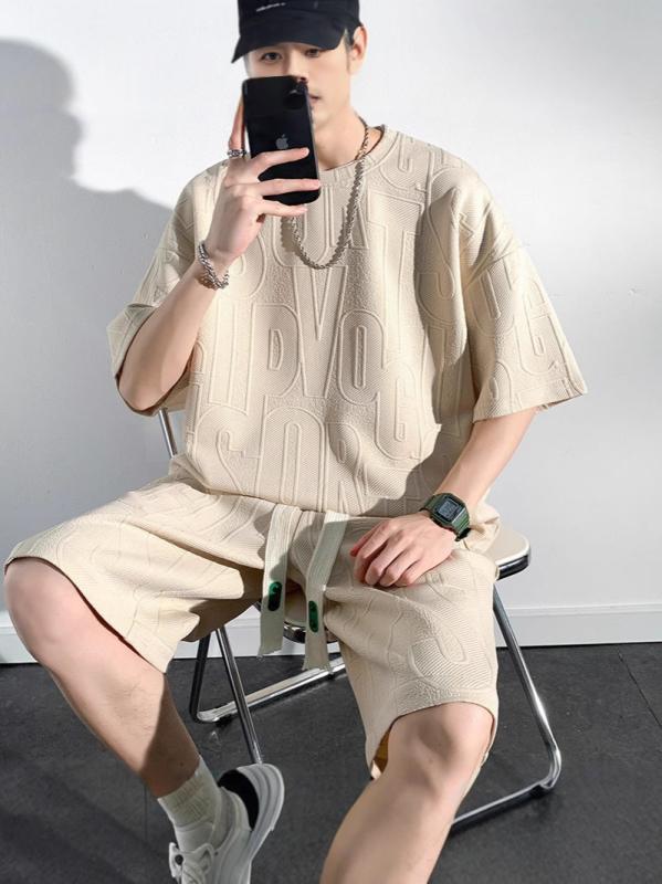 半袖 トップス パンツ セット メンズ ワイド ゆったり ファッション スポーツ ルームウェア カジュアル 軽量 通気性 速乾 コットン混紡 生地 伸縮性 ストレッチ ポケット 動きやすい