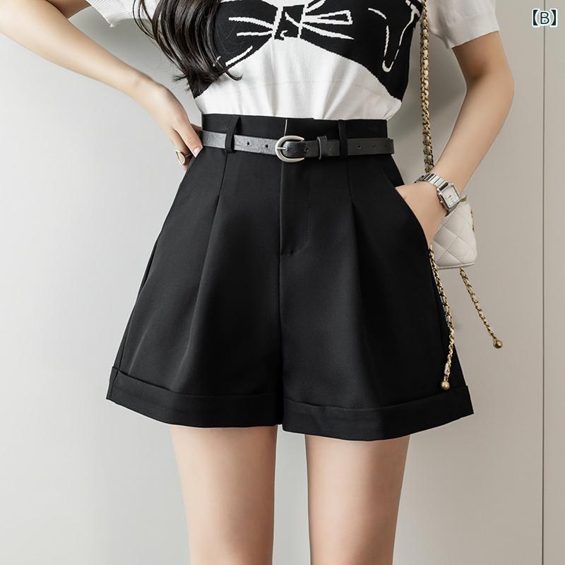 ファッション 服 オシャレ カワイイ シンプル 大カワイイ サイズ 婦服 カジュアル パンツ 夏 aライン ワイド レッグ スーツ ワークウェア アウター ベルト