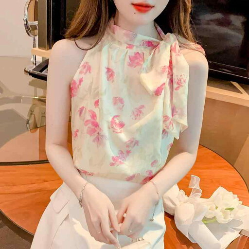 ファッション 服 オシャレ カワイイ シンプル 大カワイイ サイズ 婦服 フレンチ レトロ 花柄 シフォンシャツ 夏 ストラップ ホルターネック オフショルダー ノースリーブ トップスス ファッション 服 オシャレ カワイイ シンプル 大カワイイ サイズ 婦服 フレンチ レトロ 花柄 シフォンシャツ 夏 ストラップ ホルターネック オフショルダー ノースリーブ トップスス