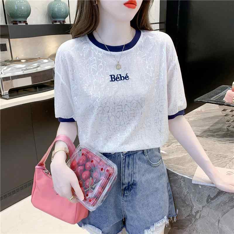 ファッション 服 オシャレ カワイイ シンプル 大カワイイ サイズ 婦服 夏 白 袖 T シャツ 夏服 綿 トップスス