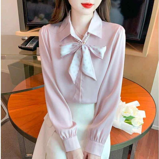 ファッション 服 オシャレ カワイイ シンプル 大カワイイ サイズ 婦服 フレンチ ボウタイ ポロ カラー シャツ サテン 通勤 シフォンシャツ 長袖 トップスス ファッション 服 オシャレ カワイイ シンプル 大カワイイ サイズ 婦服 フレンチ ボウタイ ポロ カラー シャツ サテン 通勤 シフォンシャツ 長袖 トップスス