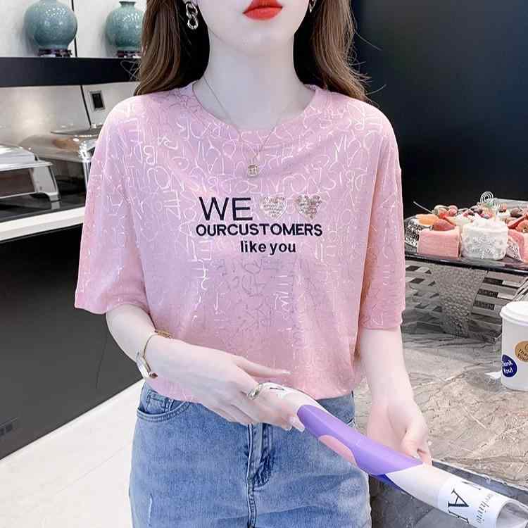 ファッション 服 オシャレ カワイイ シンプル 大カワイイ サイズ 婦服 夏 袖 T シャツ 夏服 綿 トップスス