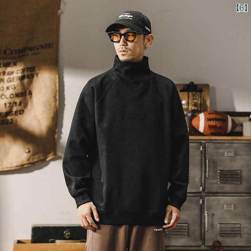 リコットのメンズ パーカー 男性用 春　秋冬 暖かい フリース レトロ 立体 スタンプ コート アウター ジャケット ステンカラー フード 長袖 オーバーサイズ ストリート ファッション 普段使い カジュアル｜アングル3