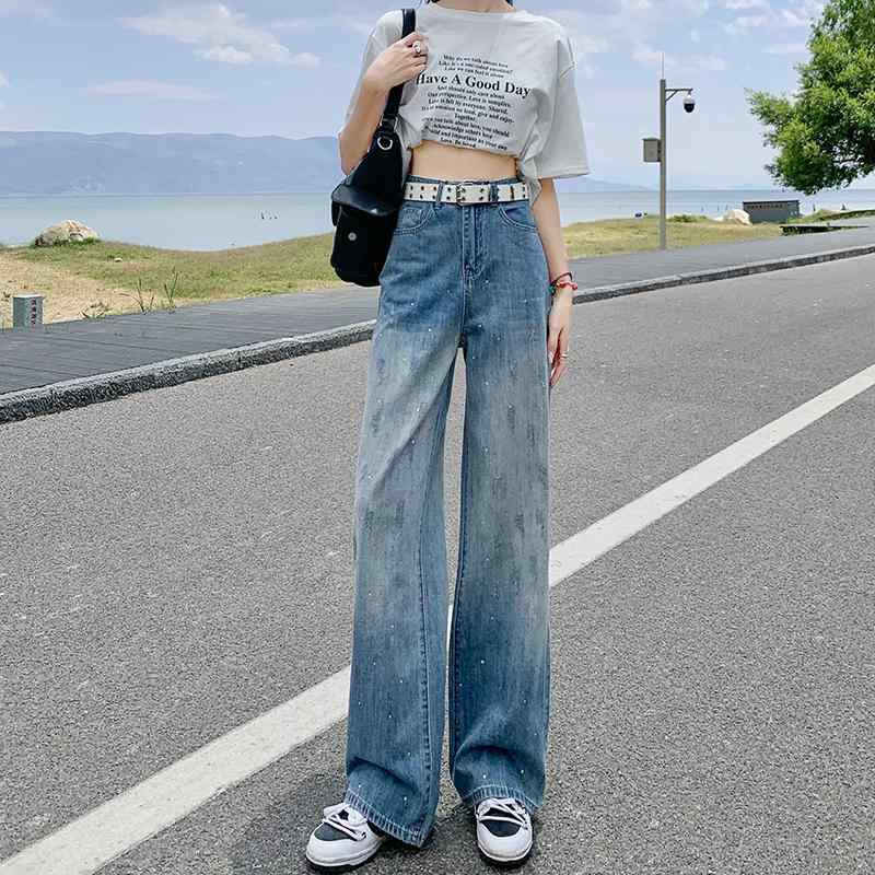 ファッション 服 オシャレ カワイイ シンプル 大カワイイ サイズ 婦服 ドリル ジーンズ グラデーション..