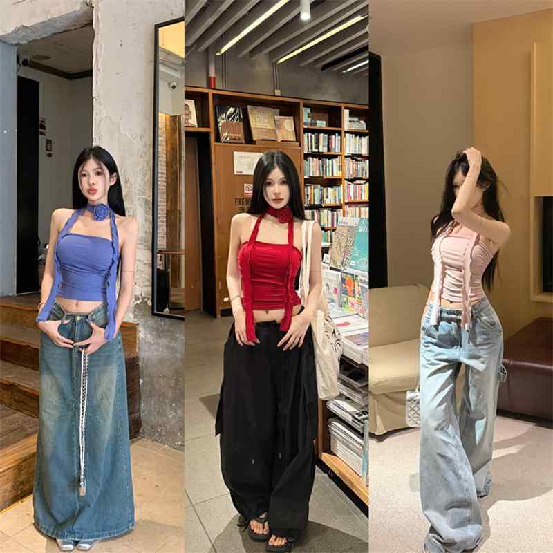 ファッション 服 オシャレ カワイイ シンプル 大カワイイ サイズ 婦服 フラワー チューブ トップスス サマー T シャツ 胸パッド スイート