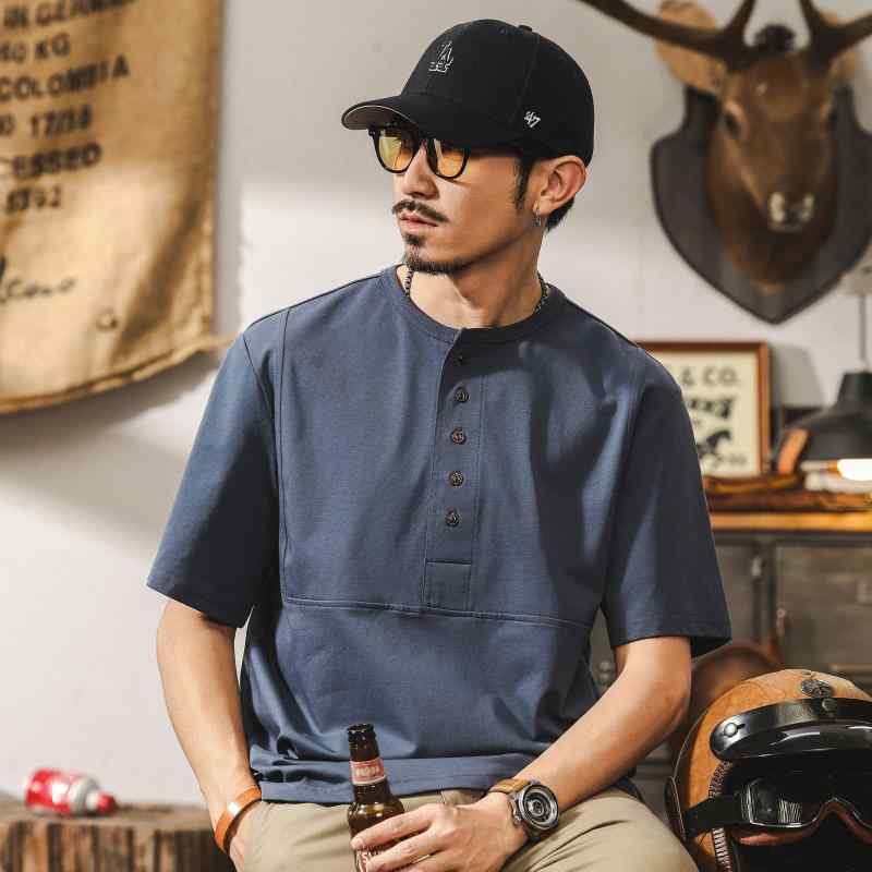 メンズ 男性用 半袖 ポロシャツ ビンテージ風 ゆったり ハード フィット カジュアル トップス 綿素材 コットン 涼 通気性 ストリートファッション 普段使い