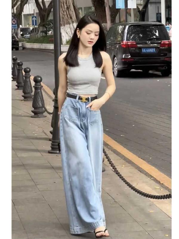 ファッション 服 オシャレ カワイイ シンプル 大カワイイ サイズ 婦服 韓国 スタイル ライト ブルー ワ..