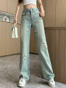 ファッション 服 オシャレ カワイイ シンプル 大カワイイ サイズ 婦服 夏 ワイド レッグ ジーンズ スリミング ナロー ストレート パンツ ドレープ フロア レングス