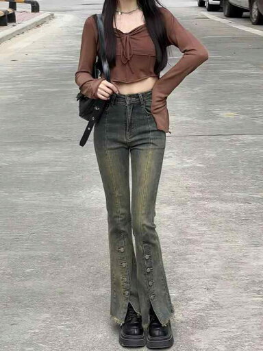 ファッション 服 オシャレ カワイイ シンプル 大カワイイ サイズ 婦服 レトロ フレア ジーンズ スリム フロア レングス パンツ ファッション 服 オシャレ カワイイ シンプル 大カワイイ サイズ 婦服 レトロ フレア ジーンズ スリム フロア レングス パンツ