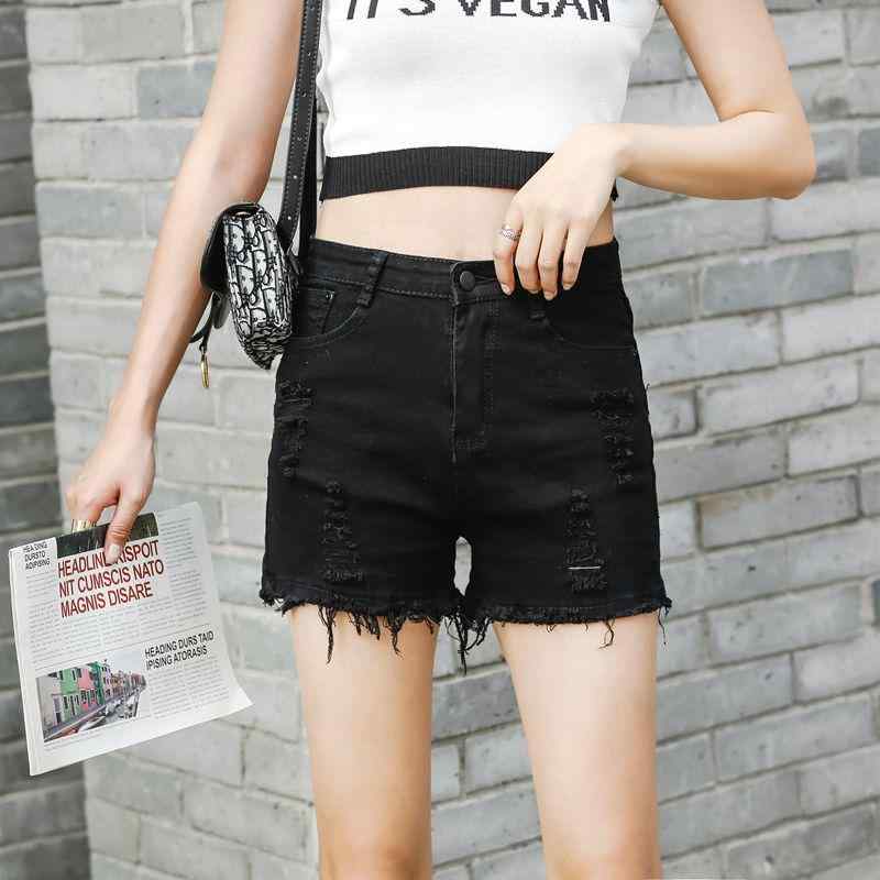 ファッション 服 オシャレ カワイイ シンプル 大カワイイ サイズ 婦服 ブラックデニムパンツ 夏 薄手 アウターウェア スリム リッピング タイト aライン パンツ