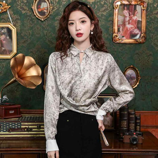 ファッション 服 オシャレ カワイイ シンプル 大カワイイ サイズ 婦服 アセテート サテンシャツ 袖 夏 プリント シャツ トップスス ファッション 服 オシャレ カワイイ シンプル 大カワイイ サイズ 婦服 アセテート サテンシャツ 袖 夏 プリント シャツ トップスス
