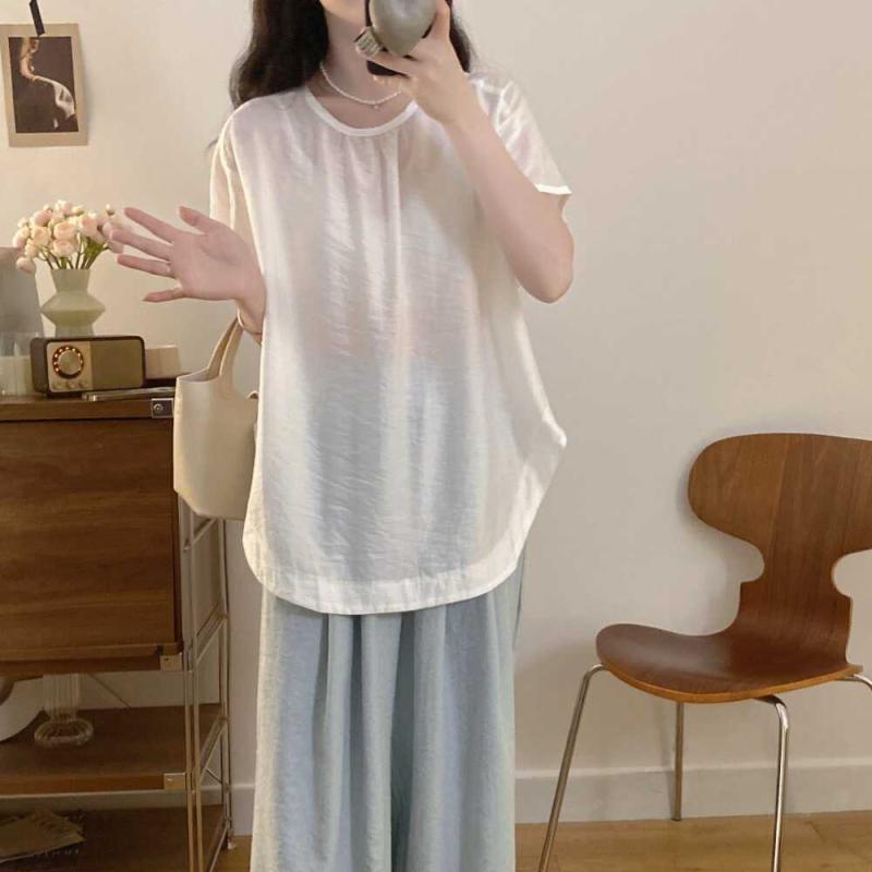 ファッション 服 オシャレ カワイイ シンプル 大カワイイ サイズ 婦服 半袖 シャツ シンプル ゆったり 女子 夏 快 スリム トップスス