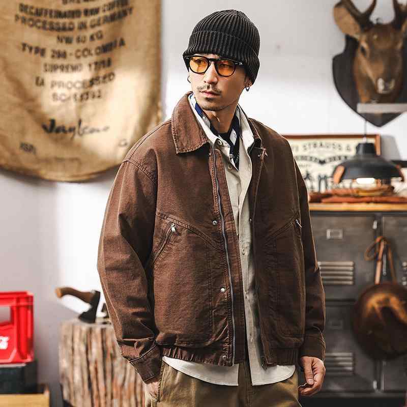 メンズ ジャケット 男性用 レトロ アメリカン スタイル ウォッシュ加工 ゆったり アウター